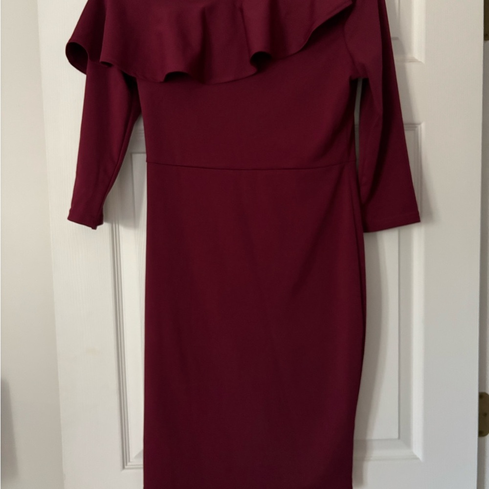 Grace Karin One Shoulder Burgundy Dress